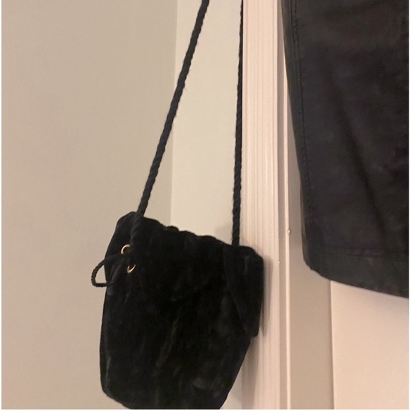 Saks Fifth Avenue Black Label Genuine Leather + Velvet Drawstring Bag Silk Rope main image 9